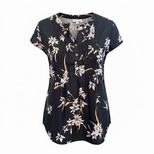 Times Two Maternity Black‎ Floral Shirt – Size Large (NWT)
